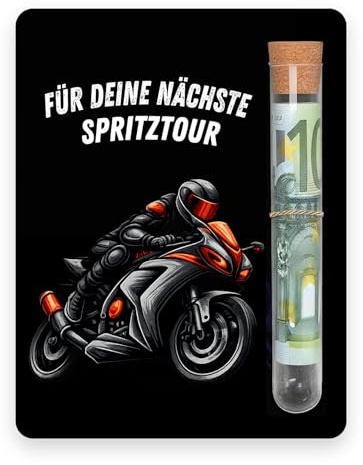 Geldgeschenk Verpackung Motorrad mit Reagenzglas aus Holz 10 x 13 cm, Geldgeschenke für Motorradfahrer, Motorrad Geschenke für Männer, Geschenk für Biker Geburtstag, Jugendweihe Geschenke für Jungen