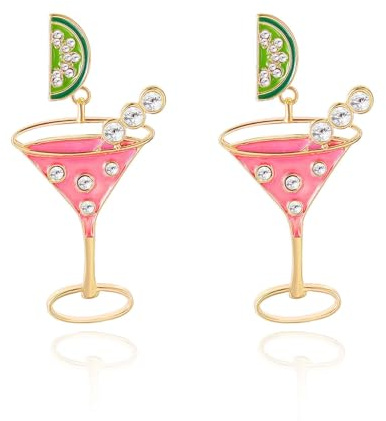 Golden Martini Glass Drop Earrings for Women,Personality Dangle Earrings Jewelry for Party,Wedding,Events