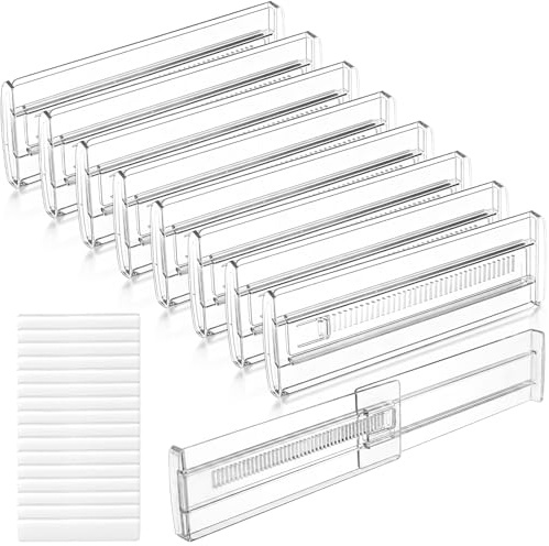 Nakutita Schubladentrenner 8er Set, verstellbar, für Küche | Kunststoff Schubladeneinteiler, Länge 28,5-50cm verstellbar, Ordnungssystem für Küche Kommode Kleiderschrank Schlafzimmer