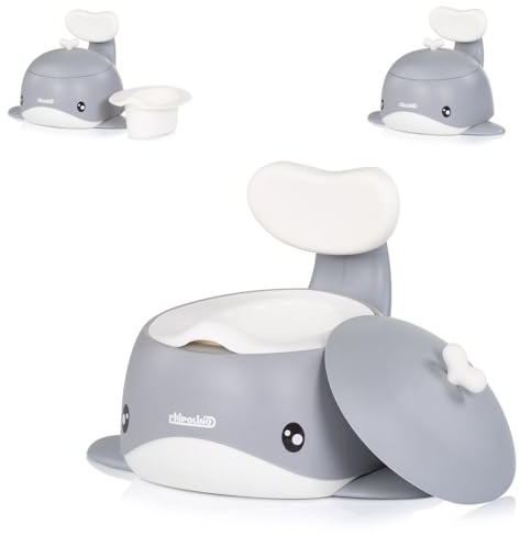 Chipolino Töpfchen Wal Innenbehälter Toilettentrainer Deckel Rückenlehne 15 kg grau