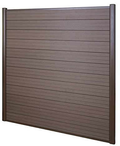 Mendler WPC-Sichtschutz Sarthe Basiselement 1,90m - braun | Windschutz Zaun, Alu-Pfosten