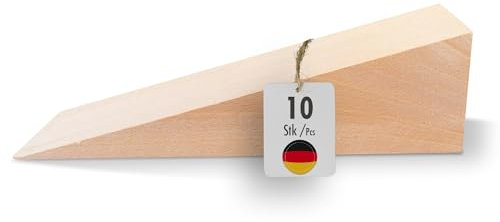 haggiy Cale en bois dur - Set de cales en bois - Cales en hêtre naturel - Butoir de porte - Idéal pour les meubles, le montage, le bricolage - (LxLxH) 150 x 50 x 40 mm (10 Pcs.)