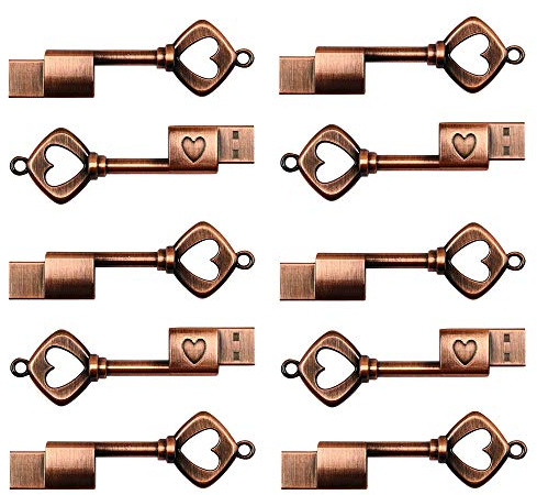 A Plus+ Lot de 10 Clé USB Cadeau 32 Go USB 2.0 Mémoire Stick Flash Drive en Forme de Clé USB Mariage