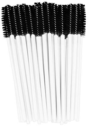 PROFICO 50 Stück Wimpernbürsten Einweg Wimpern Bürste Wimpernbürstchen Set Mascara Bürste Mascara Applicator Wimpernbürste für Wimpernverlängerung Weiß - Schwarz