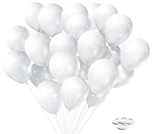 LINSOCLE 100 Stück 12 Zoll Luftballons Weiß, Weiss Latex Helium Ballons für Hochzeit Valentinstag Party Deko(Ø 30 cm)