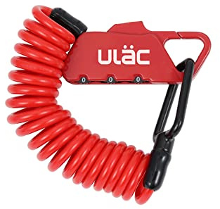ULAC Piccadilly LTD Mini Combination Cable Lock, Helmet Lock for Bike, Bicycle, Motorcycle, e-Scooter; Small Portable Padlock for Gym Locker, Baby Stroller, Suitcase, Luggage, Gate and Fence(Red)