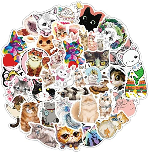 YKKJ 80 Pcs Cute Cat Sticker Pack ，Cute Graffiti Stickers Pack ，for Notebook Journal Album Calendars Water Bottles Laptop Skateboard.