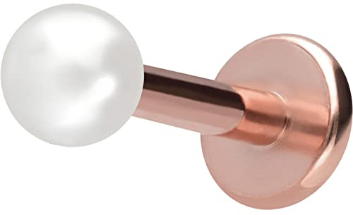 PIERCINGLINE Titan Labret mit Innengewinde SYNTHETISCHE PERLE Piercing Ohr Helix Lobe Tragus Farb & Größenauswahl