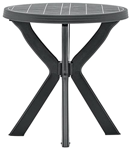Makastle Bistrotisch Ø70 cm Anthrazit Balkontisch Garten Tisch Beistelltisch Gartentisch aus Kunststoff, Witterungsbeständig Garten Couchtisch Teetisch Terrassentisch Loungetisch