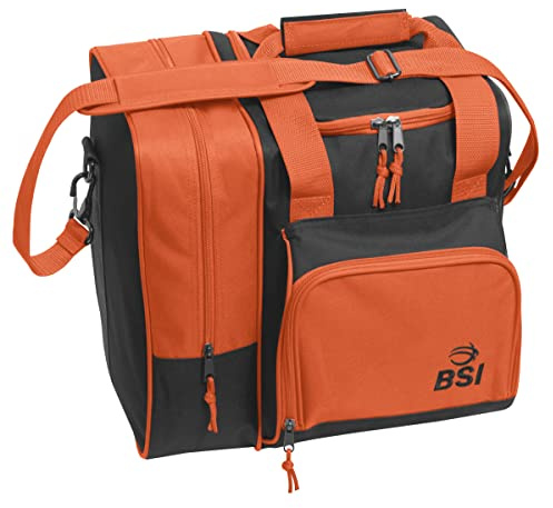 Deluxe Single Bowling Ball Bag with Separate Shoe Compartment that Holds up to Size 15 Shoes. Orange