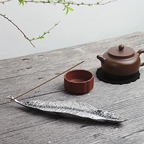 Räucherstäbchenhalter Blatt Ash Cather Rauchstäbchenhalter Aschenfänger (Silber)