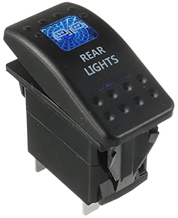 HUAREW 12V Interrupteur à Bascule, 5 broches Rocker Switch Blue LED lamp Commutateur, pour voiture barre camion Train (REAR Light)