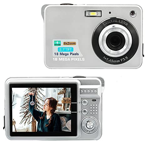Andoer Portable 720P Digital Camera Video Camcorder 18MP Photo 8X Zoom Anti-shake 2.7 Inch Large TFT Screen Built-in Lithium Battery with Carry Bag USB Charging Cable for Kids Teens