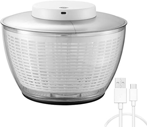 HSTYAIG Automatischer Elektrische Salatschleuder, 4L USB Salatschleudern Dörrautomat zum Waschen und Trocknen von Salat Kapazität Rotator für Obst und Gemüse, Schnell Entwässern Elektrischer Mixer