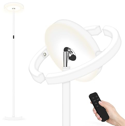 FIMEI Stehlampe, Stufenlos Dimmbar & 3000K - 6000K Farbtemperaturen | Fernbedienung und Touch Unabhängige Steuerung, Winkel Einstellbar, Downlighter Stehlampe für Wohnzimmer, Schlafzimmer