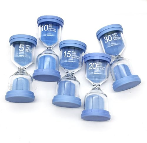 Sanduhren Set, Sanduhrenset 5 Min/10 Min/15 Min/20 Min/30 Minuten Dekoration Zeitmesser Timer Glas Timer Büro Dekoration