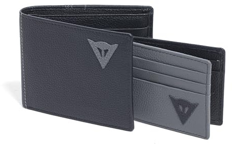 Dainese Leather Wallet, Cartera de Piel Unisex Adulto, Black, Talla única