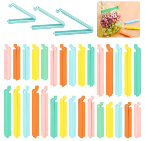 LWMTT 30 Stück Verschlussclips,9/11/13.5 cm Lang Tütenclips Mehrere Farben,Lebensmittel Clips Kunststoff,Tütenclips Verschlussclips,für Tüten Süßigkeiten Snacks,Milchpulver(5 Farben)