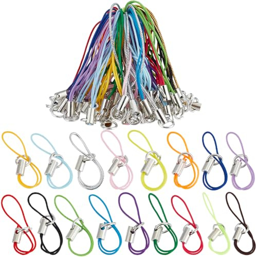 GORGECRAFT 200 dragonne Détachable pour Téléphone Portable, Au Hasard, Anneau Fendu, Lanière pour Lariat Mobile, Cordon Coloré pour Suspendre des Breloques, Porte-Clés USB, Bibelots