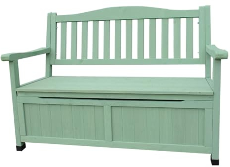 EKDJSN Gartenbank aus Holz, Mehrzweck-Parkstuhl mit Stauraum, Parkbank mit Rückenlehne und Armlehnen, Tragfähigkeit bis zu 200 kg, for viele Gelegenheiten geeignet (Color : Green, Size : 48.8x24.4x3