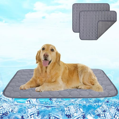 Oslueidy 2PCS Hunde Kühlmatte Sommer,Selbstkühlende Matte Katzen Hundematten rutschfest Kühlmatte Hunde Waschbar Weich Haustiermatte für Hunde kleine mittlere große