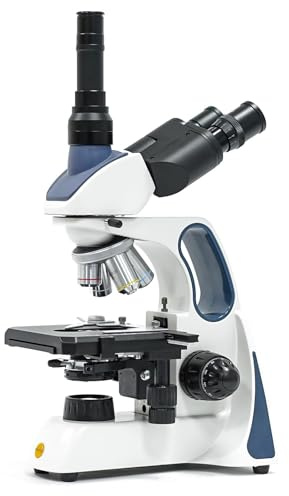 Swift SW400 Compound Trinocular Lab Microscope, Infinity Optical System，40X-2500X Magnification, Wide-Field 10X/25X Eyepieces, Ultra-Precise Focusing, Rechargeable, Camera-Compatible