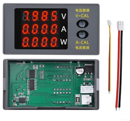 Multímetro digital, DC 0-100V 10A Amperímetro digital Voltímetro LED Tubo digital para monitoreo de parámetros eléctricos (rojo, rojo y rojo)