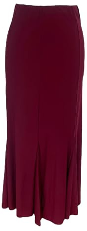 KIRAN FASHION Jupe longue évasée pour femme Sirène Taille élastique, bordeaux, 52