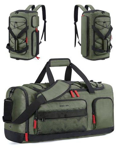 BAGSMART sportväska för kvinnor och män, 35 l sportväska resväska med skofack, vattenavvisande träningsryggsäck för natten för gymmet när du reser, Armégrön, Sportig