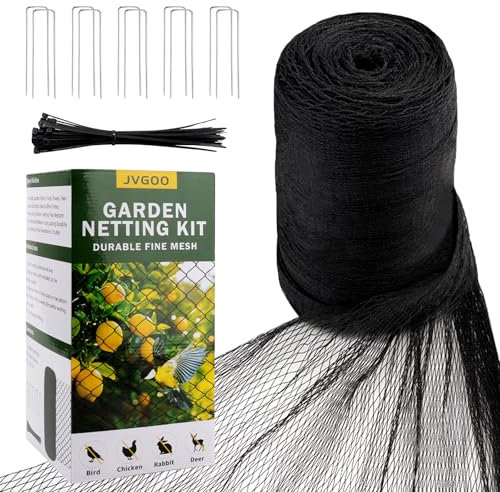 Jvgoo Bird Netting for Garden, 13 x 40 FT Bird Netting for Chicken Coop, Heavy Duty Garden Poultry Net Mesh with Ties and Staples for Fruit Trees Vegetables Against Birds, Deer, Squirrels