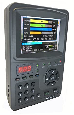 Buscador de señales, KPT-968H DVB-S2 Buscador satelital completo Hd Satélite digital TELEVISOR Medidor del Finder del Receptor MPEG-4 HD DVB-S2 + HEVC H2.65 4K Descubridor Avs + portátil y práctico