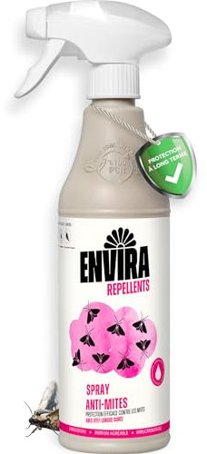 Envira Spray répulsif contre les mites 500 ml - Spray avec effet longue durée contre les mites, les mites des vêtements & les mites alimentaires - Protection contre les mites dans les armoires