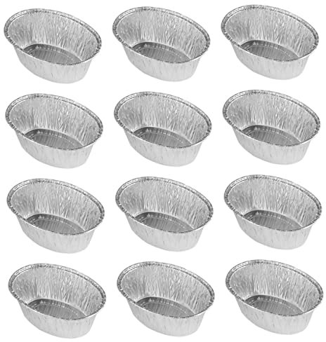 PartyKindom 125pcs Oval Barbecue Tinfoil Bowls Roasting Tinfoil Trays Stackable Disposable Household Storage Holders for Grilling Baking
