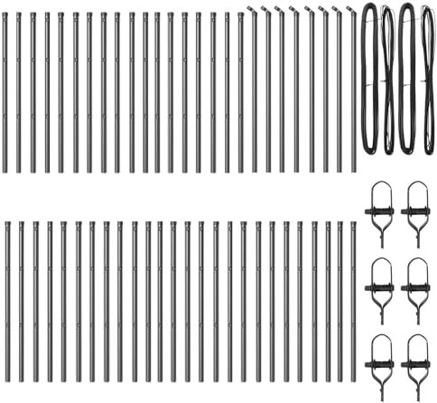 vidaXL Fence Post Set of 4 - Grey 100cm Metal Outdoor Stake Cylindrical Shape for Durable Garden Fencing Support