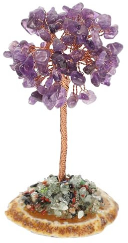 SOLUSTRE 2 Stück Kristall Geldbaum Dekoration Amethyst Schmuck für Büro Zuhause Feng Shui Ornament Reichtum Glücksbaum Dekoration Geschenkidee für Freunde