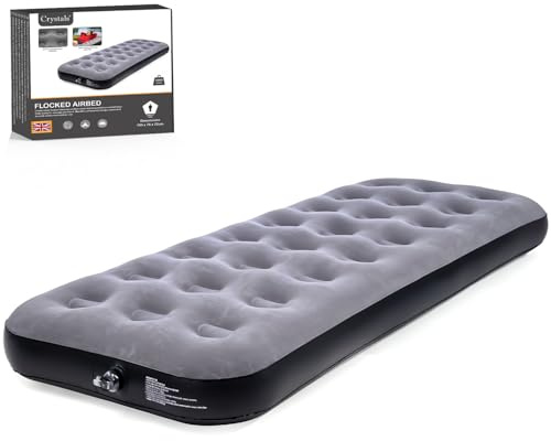 Crystals Inflatable Airbed – Quick Inflation, Portable Mattress for Camping, Travel, Home Use (Single Air Bed)
