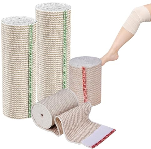 FICOFISE Elastische Bandage 15cm/7,5cmx4,5m 4 Rolle: Selbstklebend Elastische Binde, Waschbar Wiederverwendbar Binden Verband, für Handgelenk Oberschenkel Knie Sprunggelenk