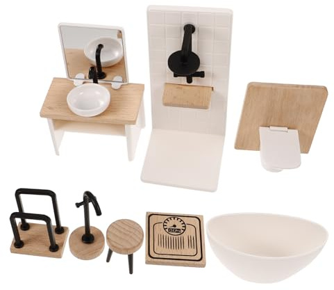 BESPORTBLE Miniatur Badezimmer Set Teilig Puppenhaus Möbel Badezimmereinrichtung Puppenmöbel Duschraummodell Realistische Badezimmerdekoration für Miniatur Puppenstube