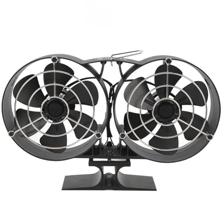 LIYJTK 12 Blade Fireplace Fan Aluminum Circulating Hot Air Double Motors Stove Fan for Wood Burning Stoves [Home]
