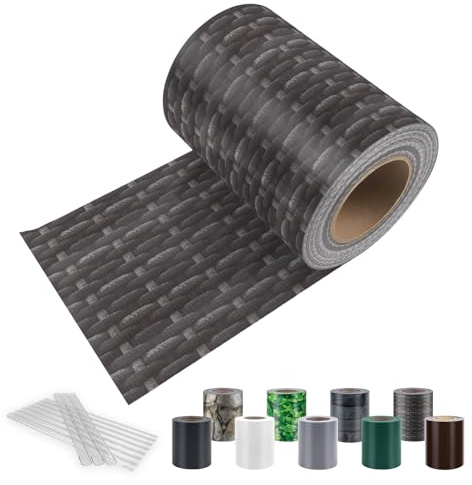 Sunnylaxx 19cmx35m PVC Sichtschutzstreifen mit Klemmen Rattan-Anthrazit | Sichtschutzstreifen für Doppelstabmatten,Zaunblende PVC,Wasserdicht,Gartenzaun,Decoración.