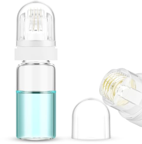 ALIIP Derma Roller, 0.25mm 64 Pointes Microneedling, pour Le Visage, Rides, Vergetures, Cheveux Barbe, La Croissanc Cheveux Needles Professional Microneedling Derma, Peut stocker des liquides