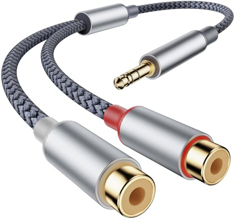 Ticenpe Cinch a jack 3,5 Audio stereo da 3,5 mm a 2x presa cinch, RCA a 3,5 mm Compatibile con smartphone, lettori MP3, tablet, altoparlanti, sistemi home cinema, televisori HDTV e altro ancora
