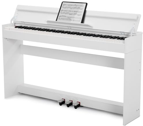 MUSTAR Digital Piano 88 Weighted Keys, 88 Key Piano Keyboard Semi Weighted | Home Digital Piano for Beginners, 800 Tones/600 Rhythms/80 Demo, 3 Pedals Furniture Stand USB/MIDI Wireless Connection, White