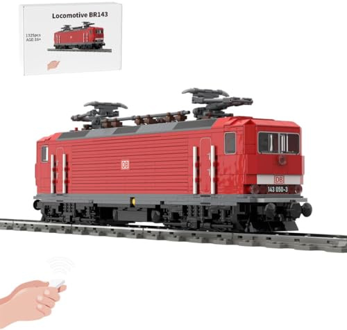 BlocteckToy Klemmbausteine Zug, Deutsche Eisenbahn Lokomotive BR143 Bauklötze Set - Luxus Replik Modell Lokomotive Set Eisenbahn Bauspielzeug, Kompatibel mit Großen Marken (1325 Teile)