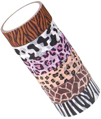 HOODANCOS 6 Rollos Cintas Washi de Papel Adhesivo con Estampado de Animales Celo Decorativo para Scrapbook DIY Pegatinas de Cinta de Colores con Diseño de Leopardo Jirafa y Vaca para