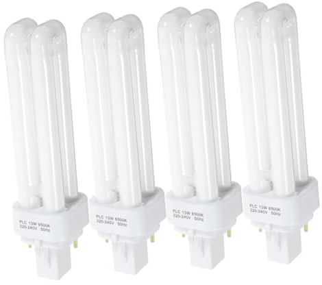 POPETPOP 4-Pack 13w 2-pin Compact Fluorescent Light Bulbs: Double Tube Replacement for Bathroom Ceiling Lights