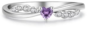 Ayoiow Herz Unendlichkeit Ringe Gold Damen 585 mit Amethyst und Moissanit, X-Kreuz Vorsteckring Weißgold 585 für Sie, 14 Karat Weißgold Größe 49 (15.6)