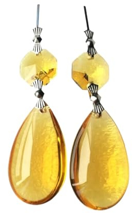 PULaif Cazador de Sol de Cristal, Paquete de 10 Colgantes de Cristal Dorado de 14 mm y 38 mm for decoración de candelabros y Fiestas