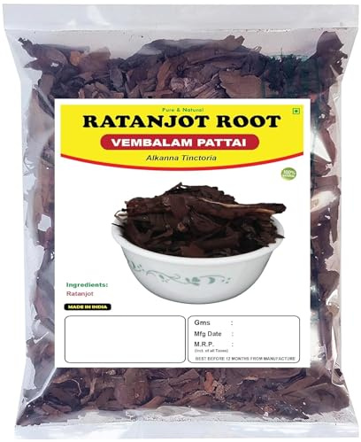 JEVR Ratanjot - Paquete de 2 x 25 g - Raíz de alcalino | Vembalam Pattai | Laljadi | Alkanna Tinctoria (seca)