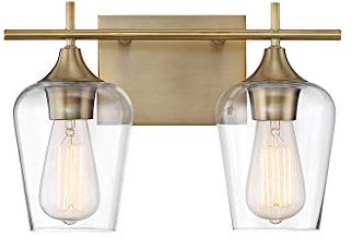 Savoy House 8-4030-2-322 Octave Bohemian Clear Glass Bathroom Vanity Wall Light, 2-Light 120 Total Watts, 10 H x 14 W, Warm Brass